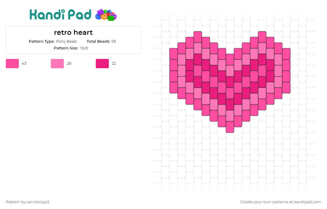 retro heart - Pony Bead Pattern by carrotsrppl2 on Kandi Pad - heart,geometric,love