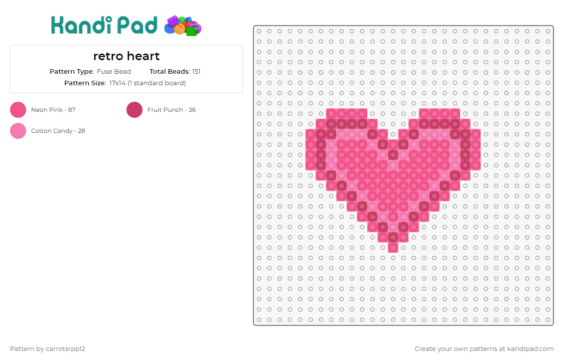 retro heart - Fuse Bead Pattern by carrotsrppl2 on Kandi Pad - heart,geometric,love