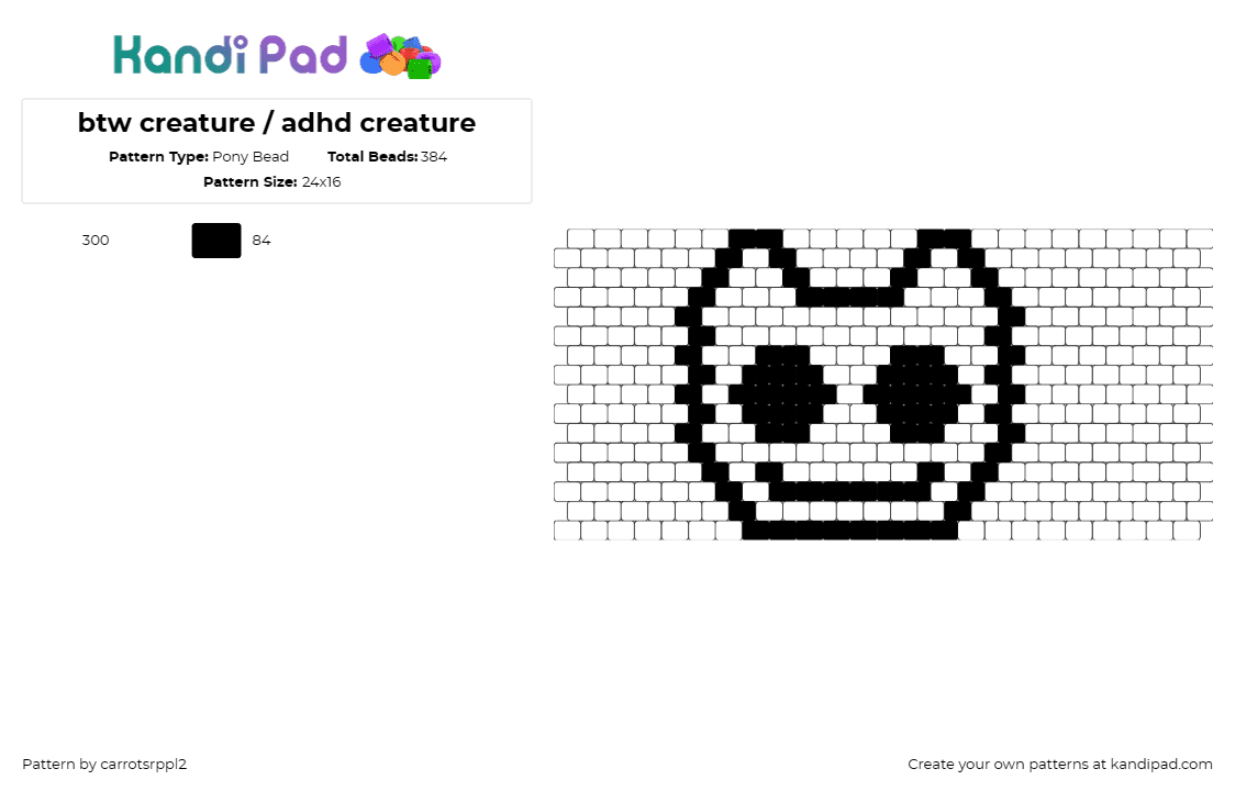 btw creature / adhd creature - Pony Bead Pattern by carrotsrppl2 on Kandi Pad - btw adhd creature