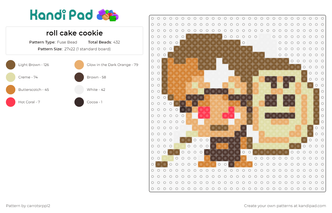 roll cake cookie - Fuse Bead Pattern by carrotsrppl2 on Kandi Pad - roll cake cookie,cookie run,video games