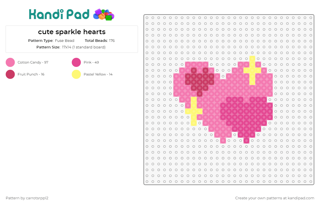 cute sparkle hearts - Fuse Bead Pattern by carrotsrppl2 on Kandi Pad - hearts,sparkle,stars,love