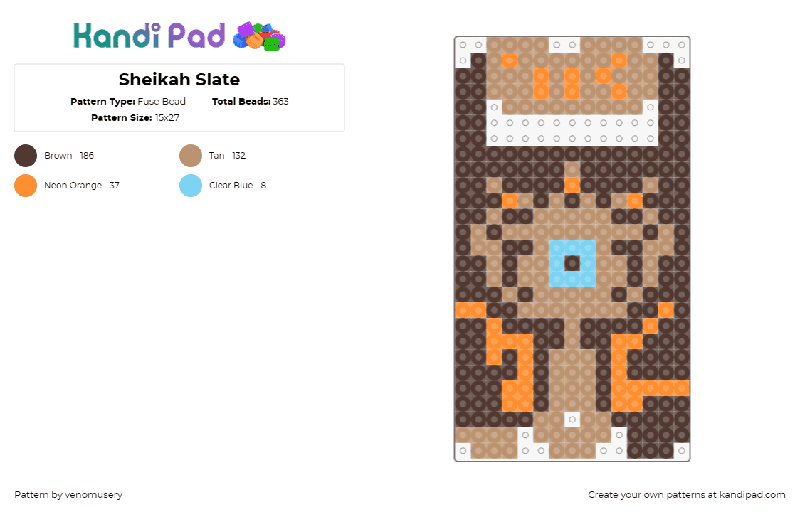 Sheikah Slate - Fuse Bead Pattern by venomusery on Kandi Pad - sheikah slate,legend of zelda,video game,brown,tan