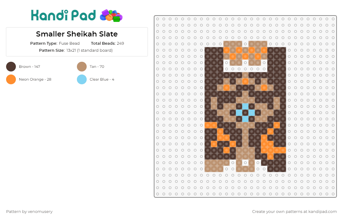 Smaller Sheikah Slate - Fuse Bead Pattern by venomusery on Kandi Pad - sheikah slate,legend of zelda,video game,brown,tan