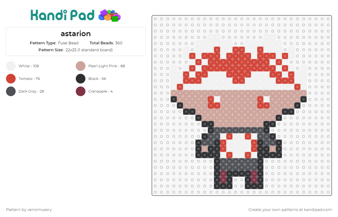astarion - Fuse Bead Pattern by venomusery on Kandi Pad - astarion,baldurs gate,chibi,character,video game,red,white,gray