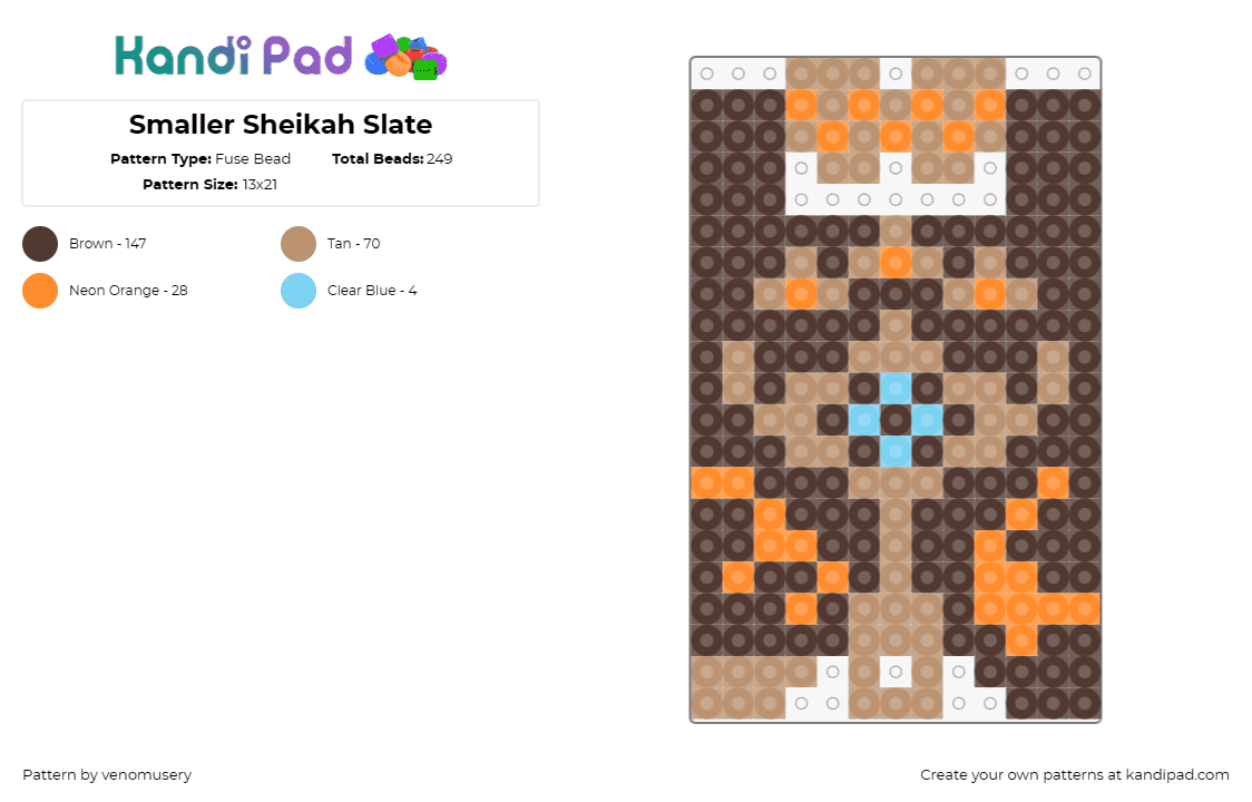 Smaller Sheikah Slate - Fuse Bead Pattern by venomusery on Kandi Pad - sheikah slate,legend of zelda,video game,brown,tan