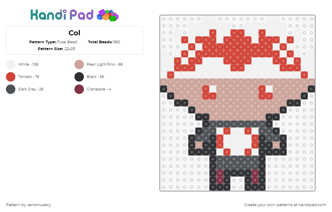 Col - Fuse Bead Pattern by venomusery on Kandi Pad - malden col,baldurs gate,chibi,character,video game,red,white,gray