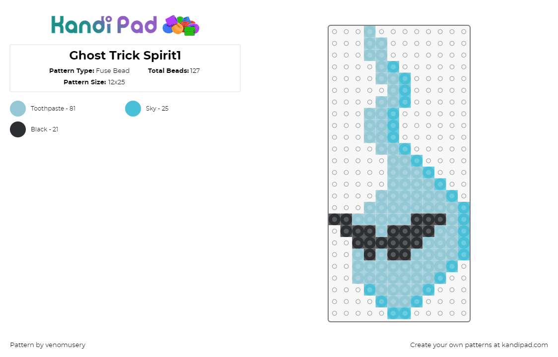 Ghost Trick Spirit1 - Fuse Bead Pattern by venomusery on Kandi Pad - spirit,sissel,ghost trick,capcom,video game,sunglasses,light blue