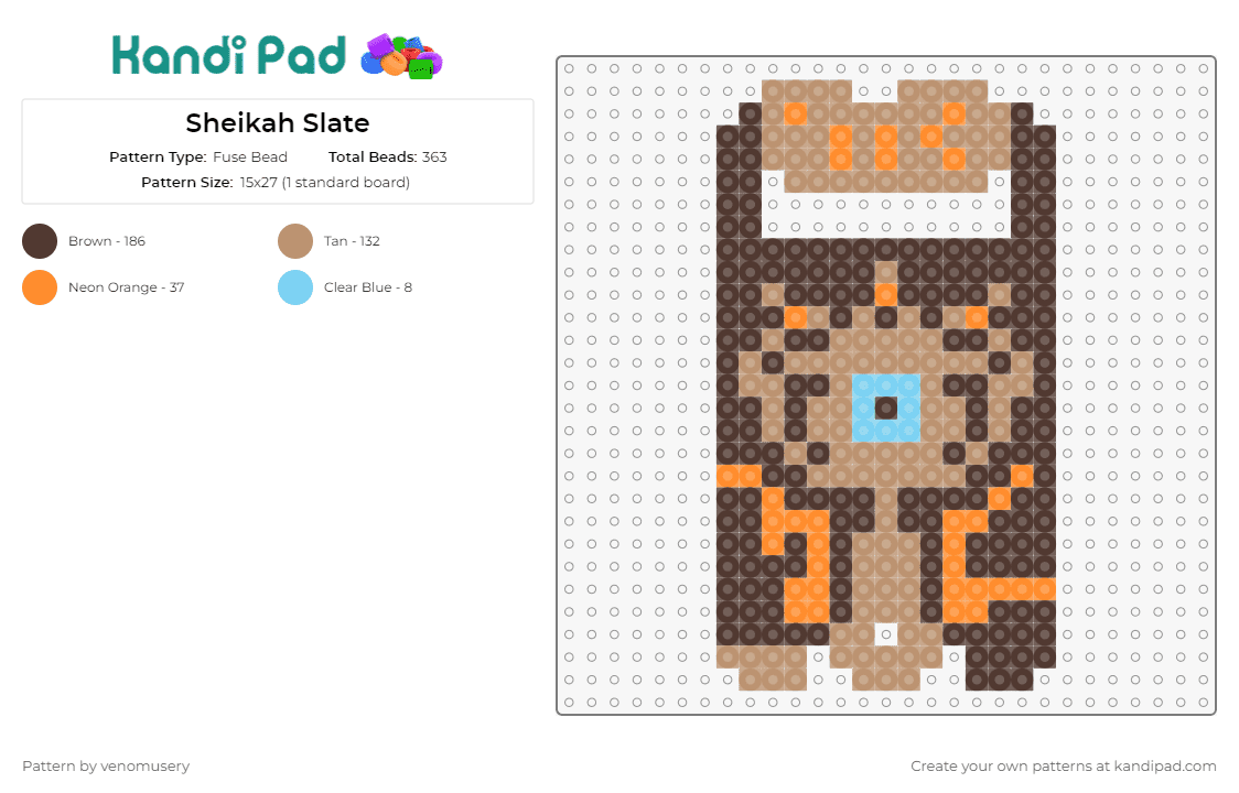 Sheikah Slate - Fuse Bead Pattern by venomusery on Kandi Pad - sheikah slate,legend of zelda,video game,brown,tan
