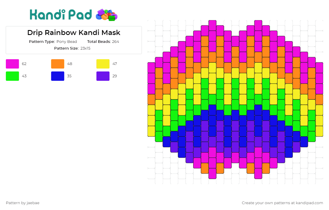 Drip Rainbow Kandi Mask - Pony Bead Pattern by jaebae on Kandi Pad - rainbow,drip,mask