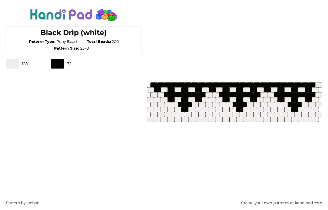 Black Drip (white) - Pony Bead Pattern by jaebae on Kandi Pad - black and white,drip,cuff