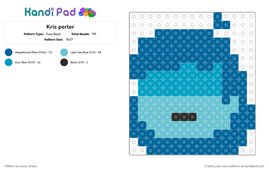 Kris perler - Fuse Bead Pattern by im_teto_kasane on Kandi Pad - blue, deltarune, human, kris, kris dreemurr, light blue, nonbinary, soul, video game