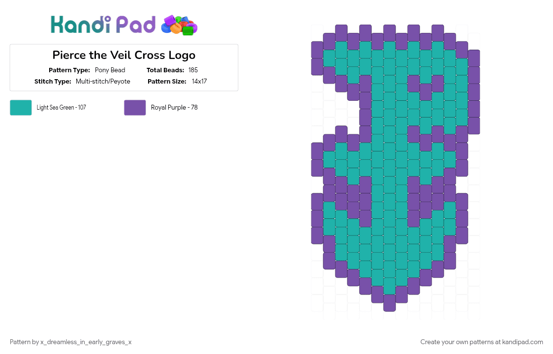 Pierce the Veil Cross Logo - Pony Bead Pattern by x_dreamless_in_early_graves_x on Kandi Pad - 