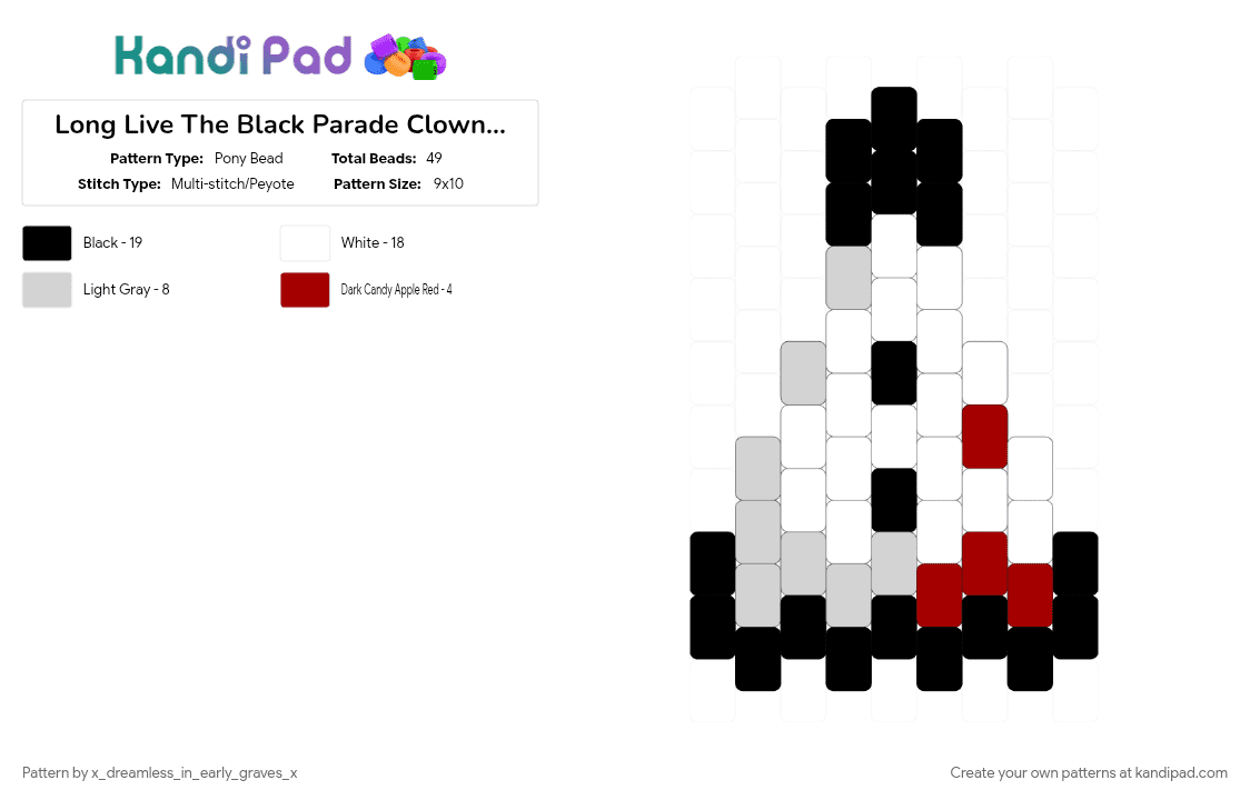 Long Live The Black Parade Clown Hat! - Pony Bead Pattern by x_dreamless_in_early_graves_x on Kandi Pad - 