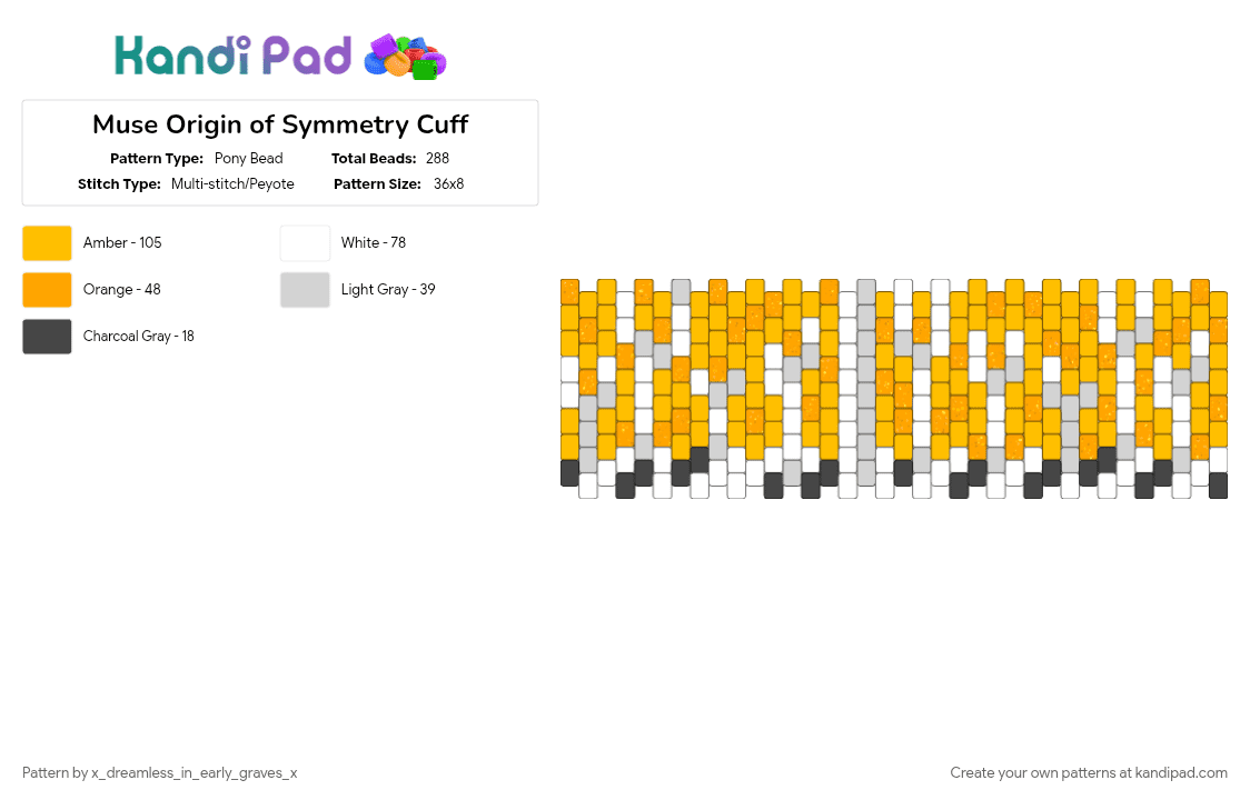 Muse Origin of Symmetry Cuff - Pony Bead Pattern by x_dreamless_in_early_graves_x on Kandi Pad - 