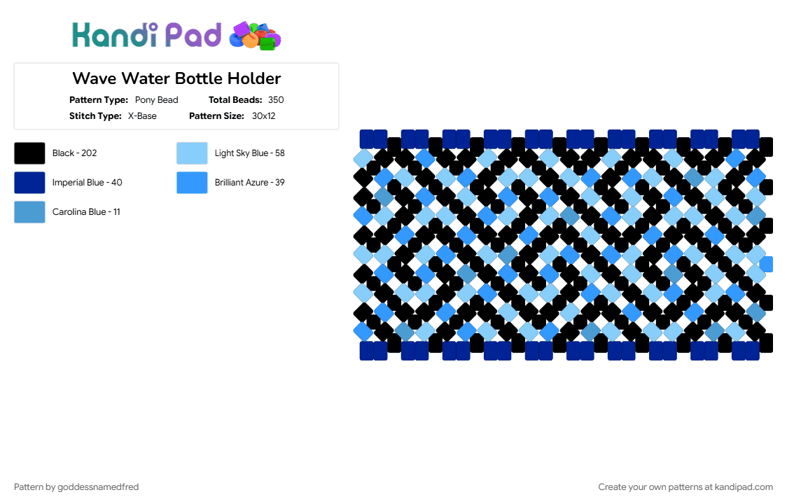 Wave Water Bottle Holder - Pony Bead Pattern by goddessnamedfred on Kandi Pad - light blue, purple