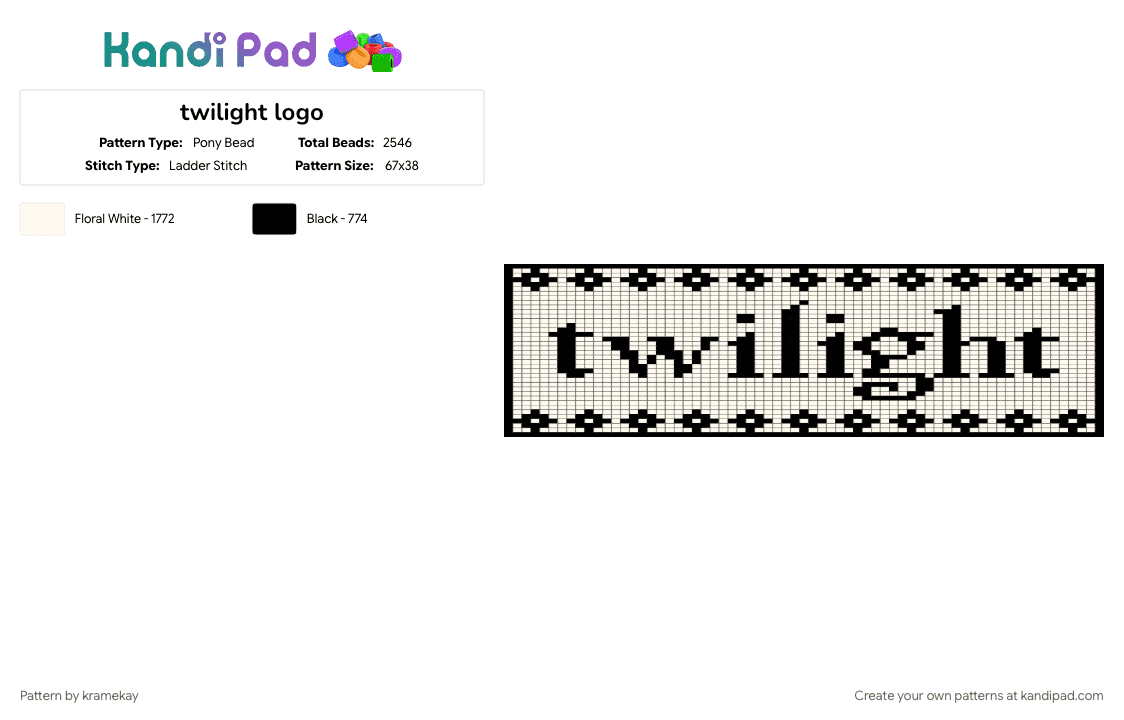 twilight logo - Pony Bead Pattern by kramekay on Kandi Pad - black, white
