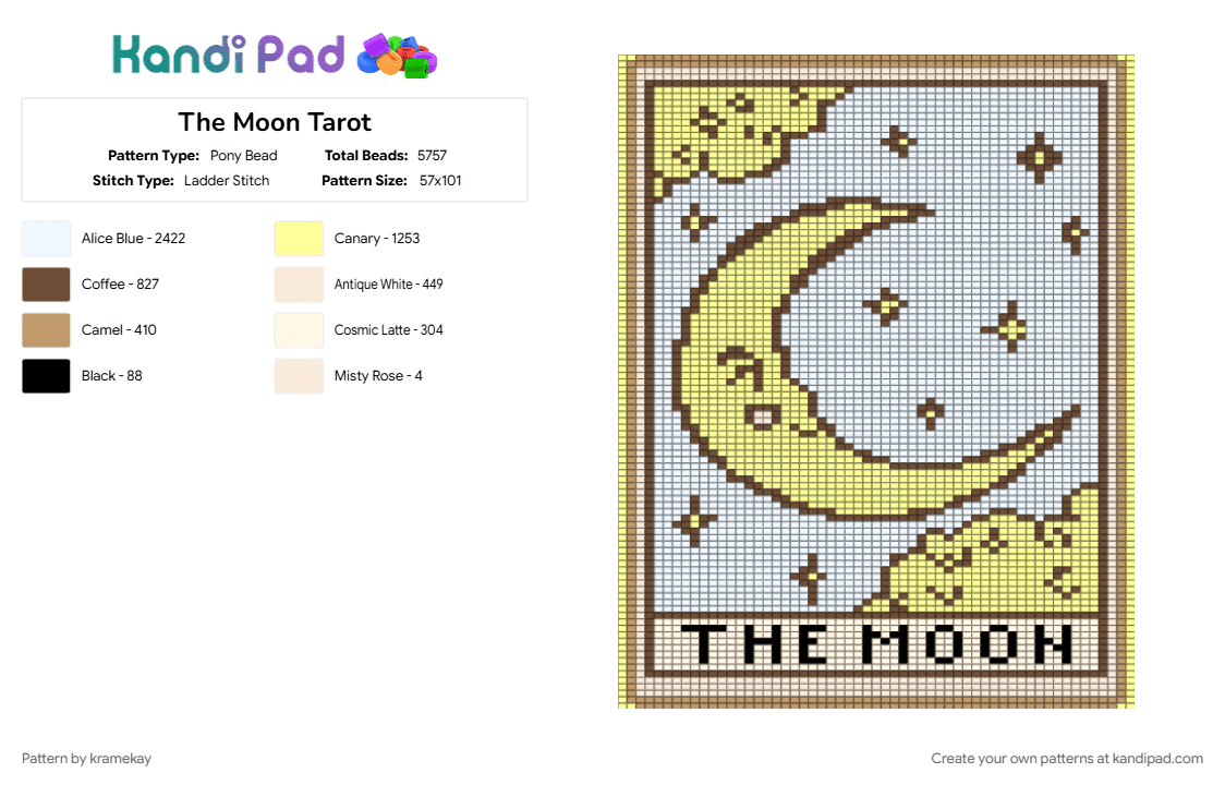 The Moon Tarot - Pony Bead Pattern by kramekay on Kandi Pad - brown, white, yellow