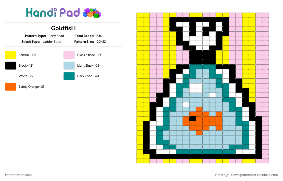 GoldfisH - Pony Bead Pattern by tinnaan on Kandi Pad - light blue, pink, yellow
