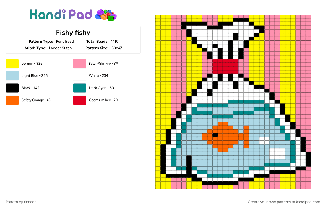 Fishy fishy - Pony Bead Pattern by tinnaan on Kandi Pad - light blue, pink, yellow