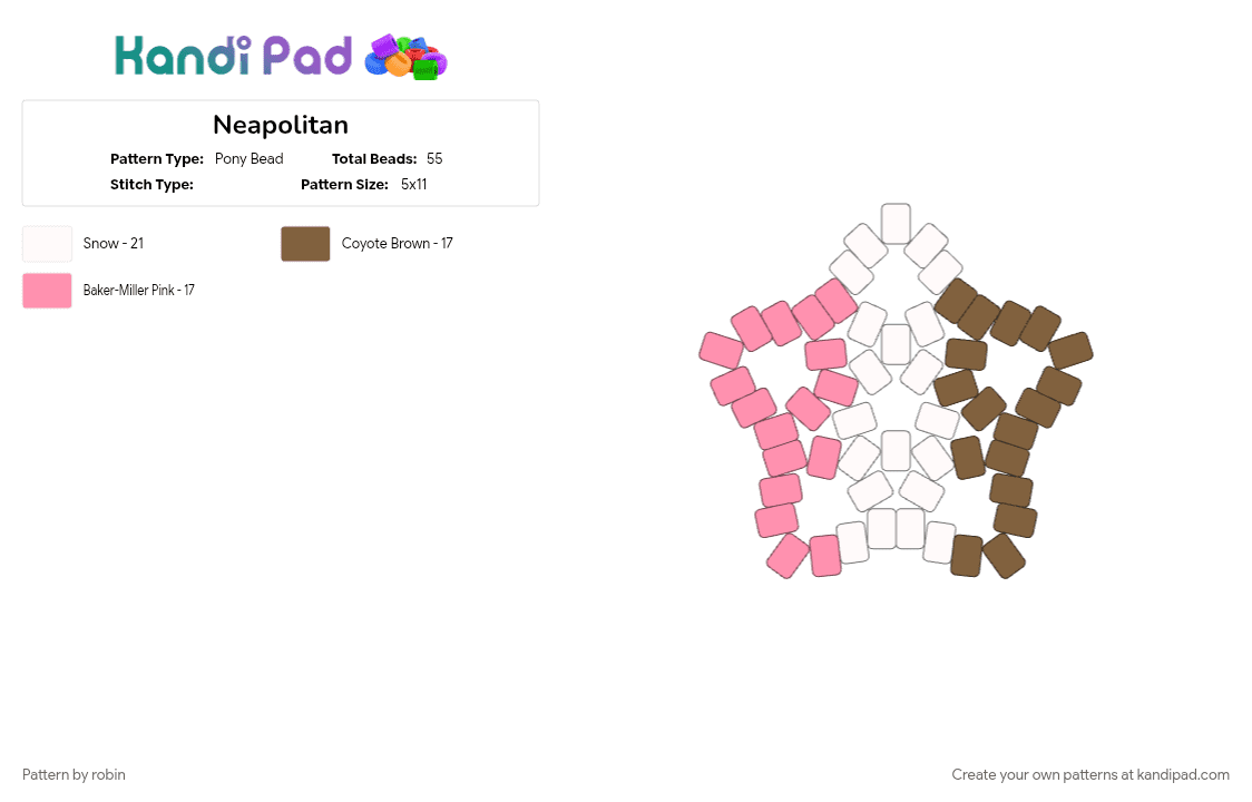 Neapolitan - Pony Bead Pattern by robin on Kandi Pad - pink, tan