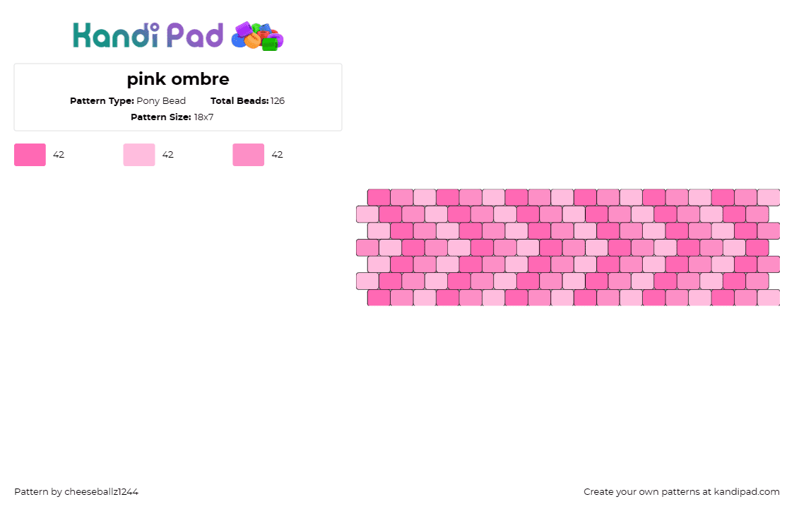 pink ombre - Pony Bead Pattern by cheeseballz1244 on Kandi Pad - chevron,arrows,cuff,pink