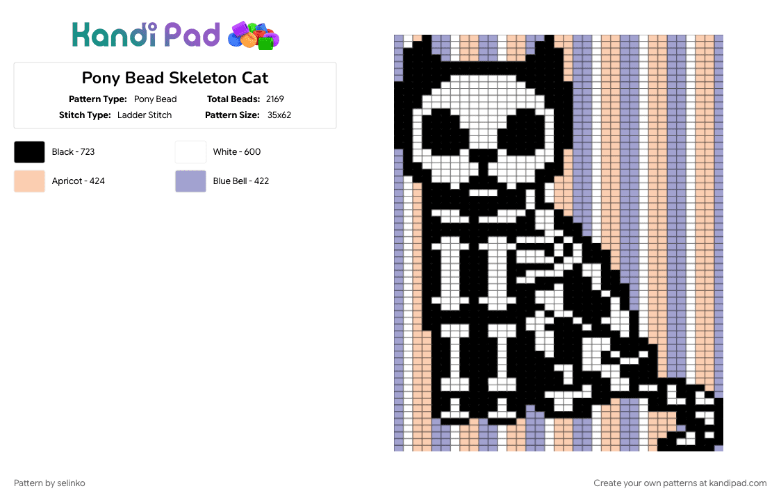 Pony Bead Skeleton Cat - Pony Bead Pattern by selinko on Kandi Pad - beige, pink