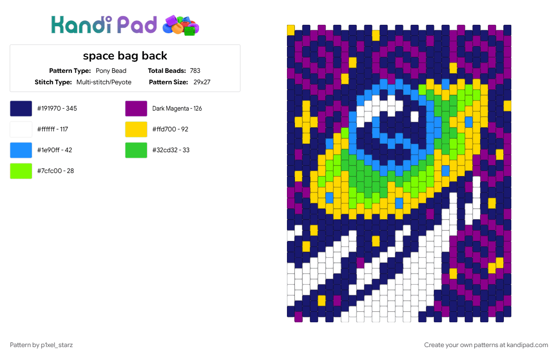 space bag back - Pony Bead Pattern by p1xel_starz on Kandi Pad - pink, purple