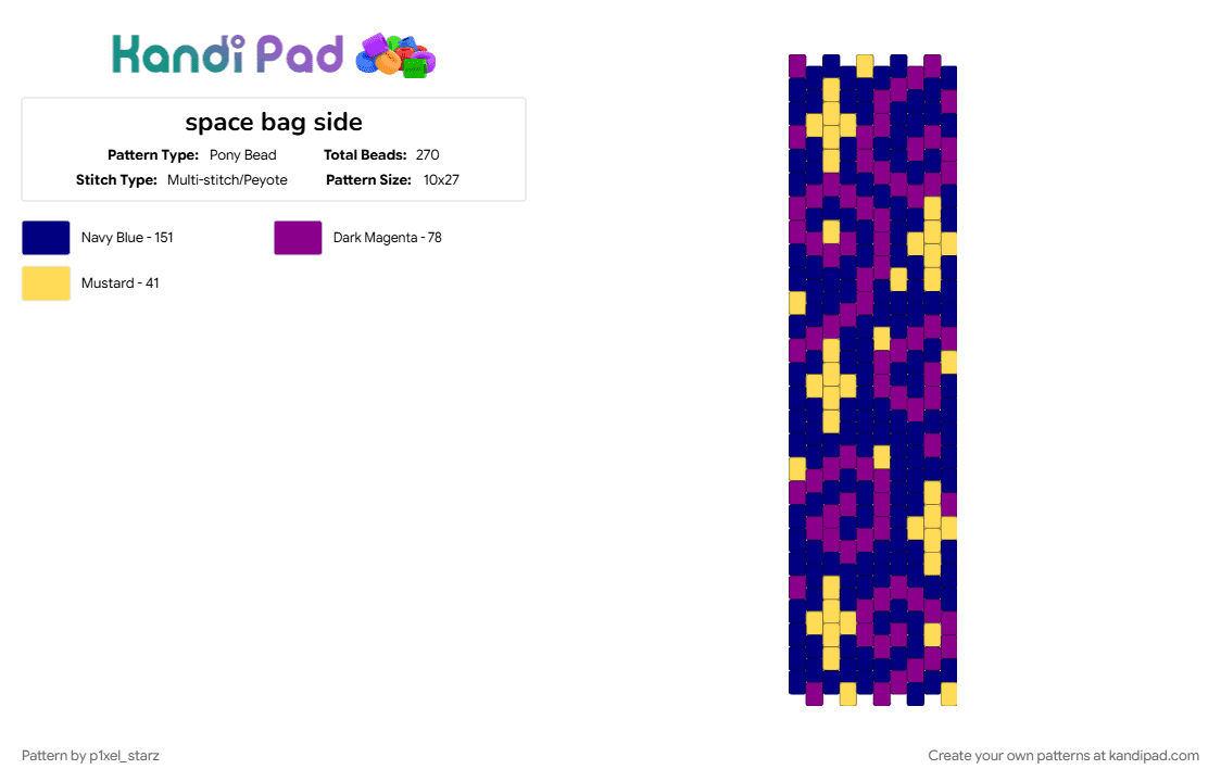 space bag side - Pony Bead Pattern by p1xel_starz on Kandi Pad - purple
