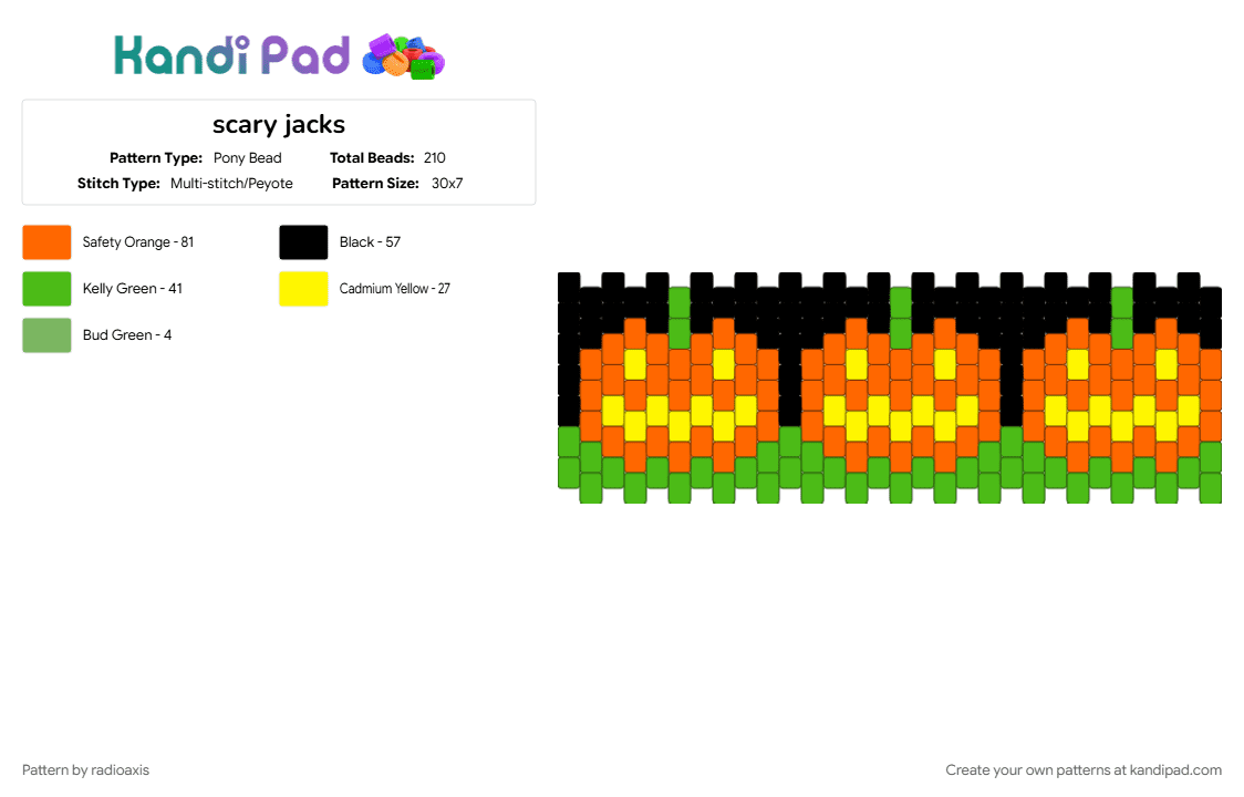 scary jacks - Pony Bead Pattern by radioaxis on Kandi Pad - orange