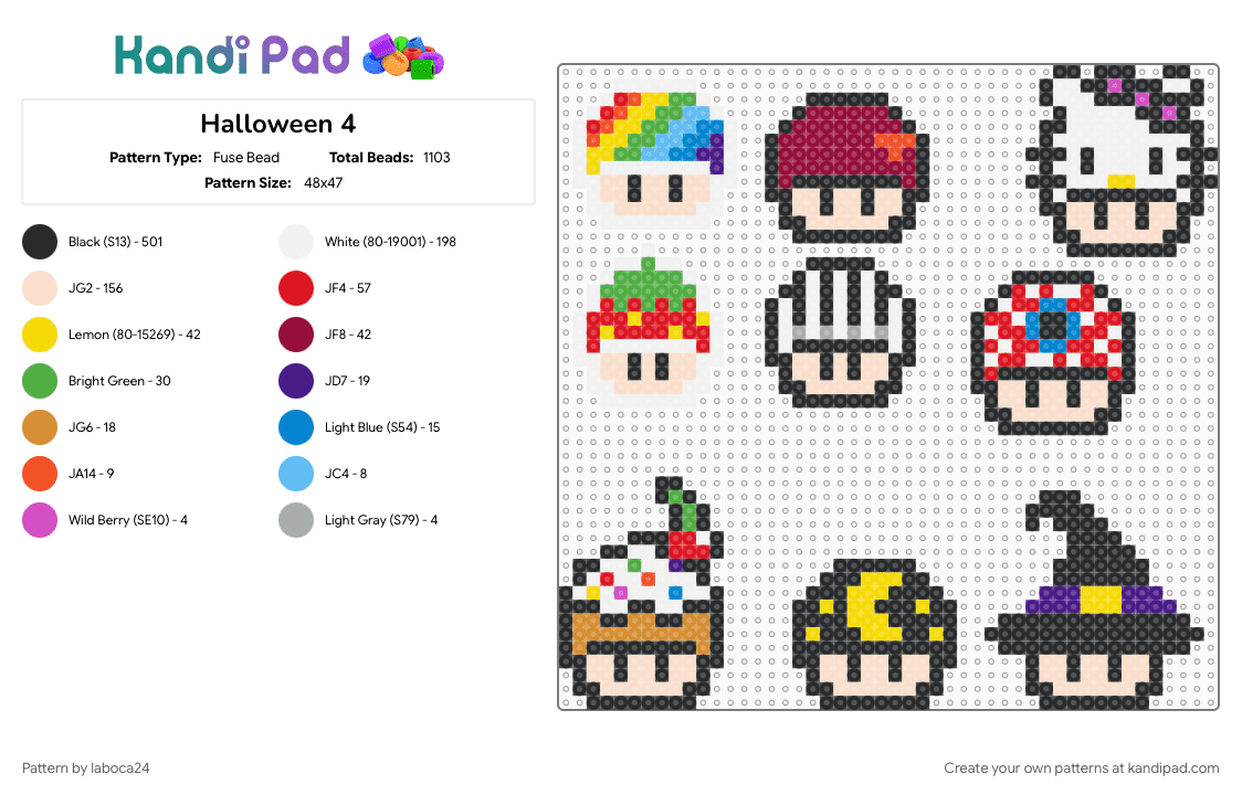 Halloween 4 - Fuse Bead Pattern by laboca24 on Kandi Pad - beige, black, brown, colorful, red