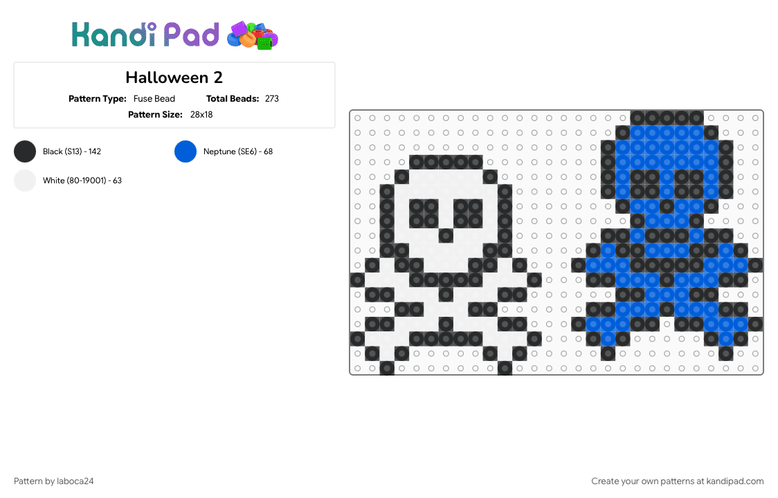 Halloween 2 - Fuse Bead Pattern by laboca24 on Kandi Pad - blue, white