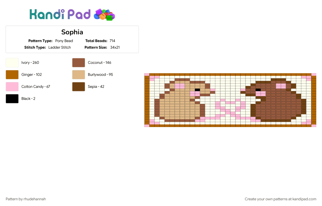 Sophia - Pony Bead Pattern by rhudehannah on Kandi Pad - tan