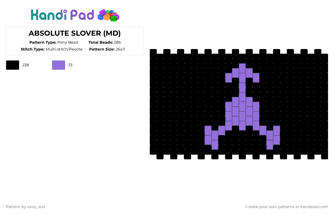 ABSOLUTE SLOVER (MD) Pony Bead Pattern - Kandi Pad | Kandi Patterns ...