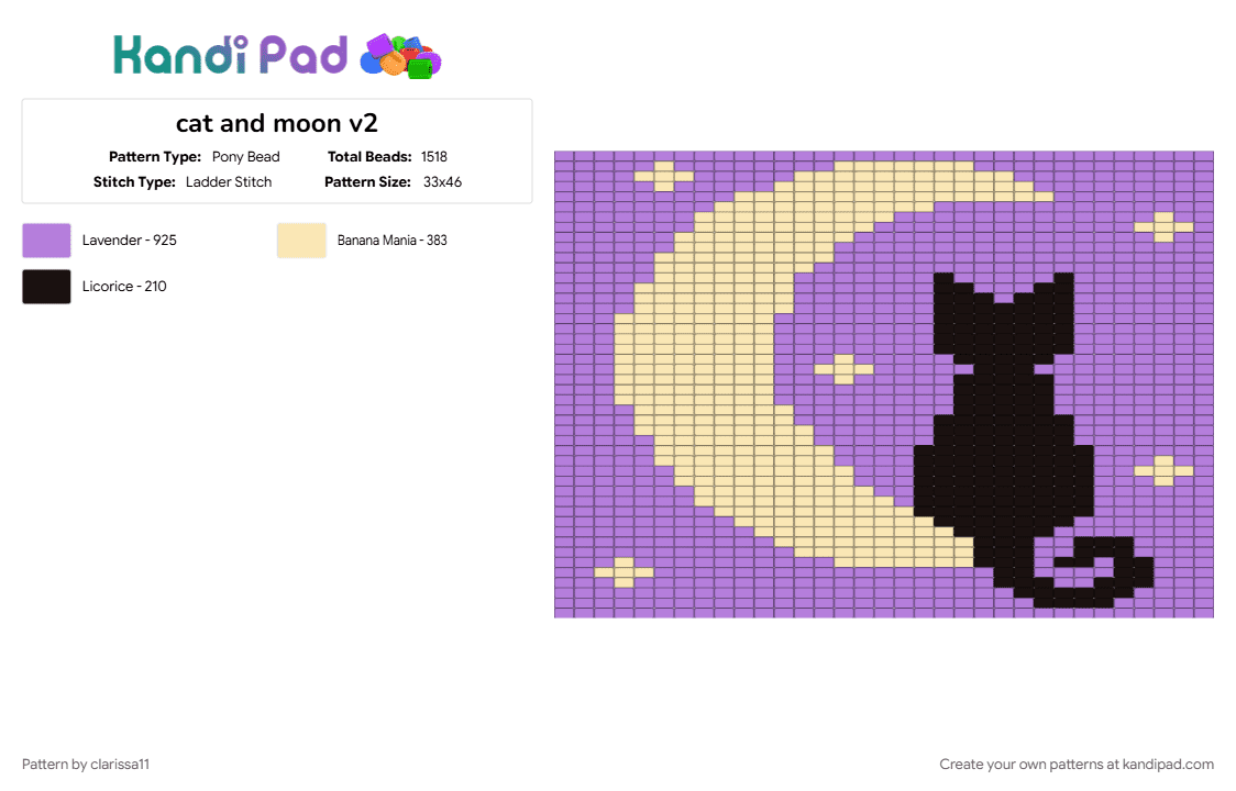 cat and moon v2 - Pony Bead Pattern by clarissa11 on Kandi Pad - beige, pink