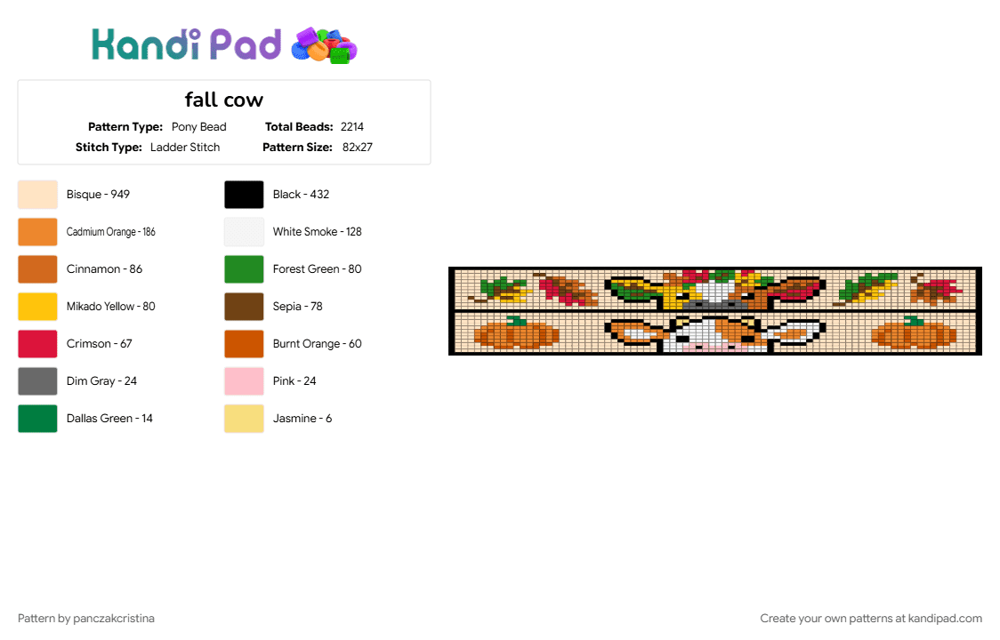 fall cow - Pony Bead Pattern by panczakcristina on Kandi Pad - beige, orange