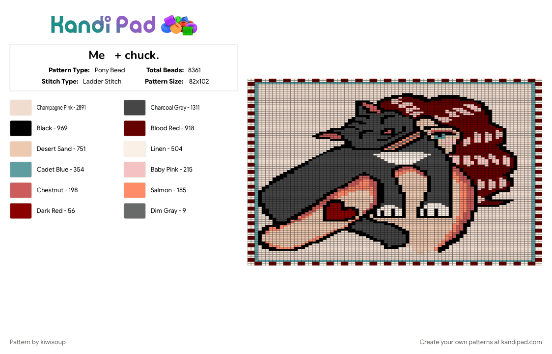 Me   + chuck. - Pony Bead Pattern by kiwisoup on Kandi Pad - beige, brown, lli