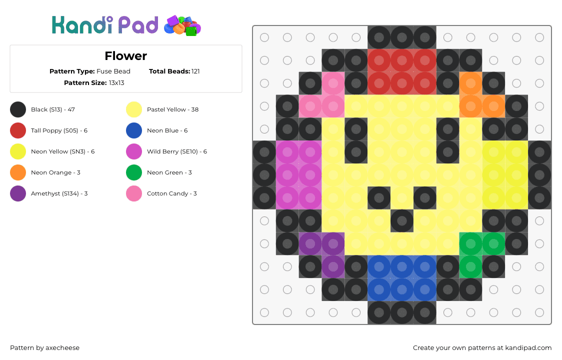 Flower - Fuse Bead Pattern by axecheese on Kandi Pad - smiley,flower,colorful,cute,face,petals,yellow