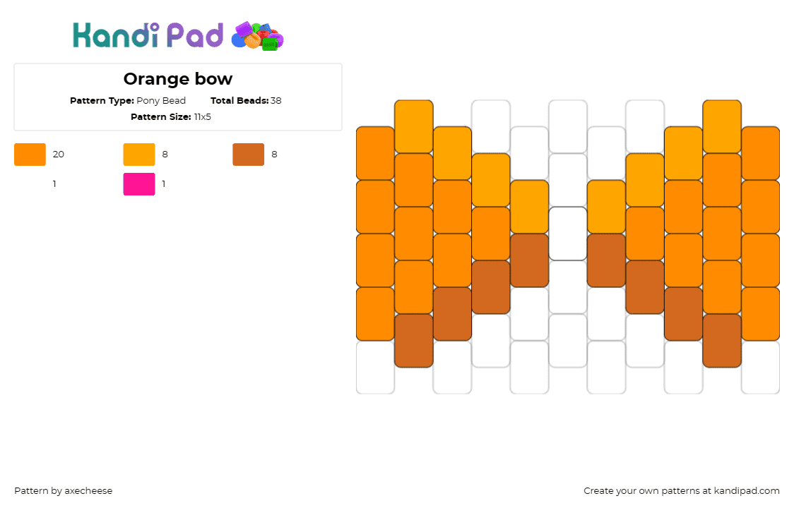 Orange bow - Pony Bead Pattern by axecheese on Kandi Pad - bow,tie,clothing,simple,orange