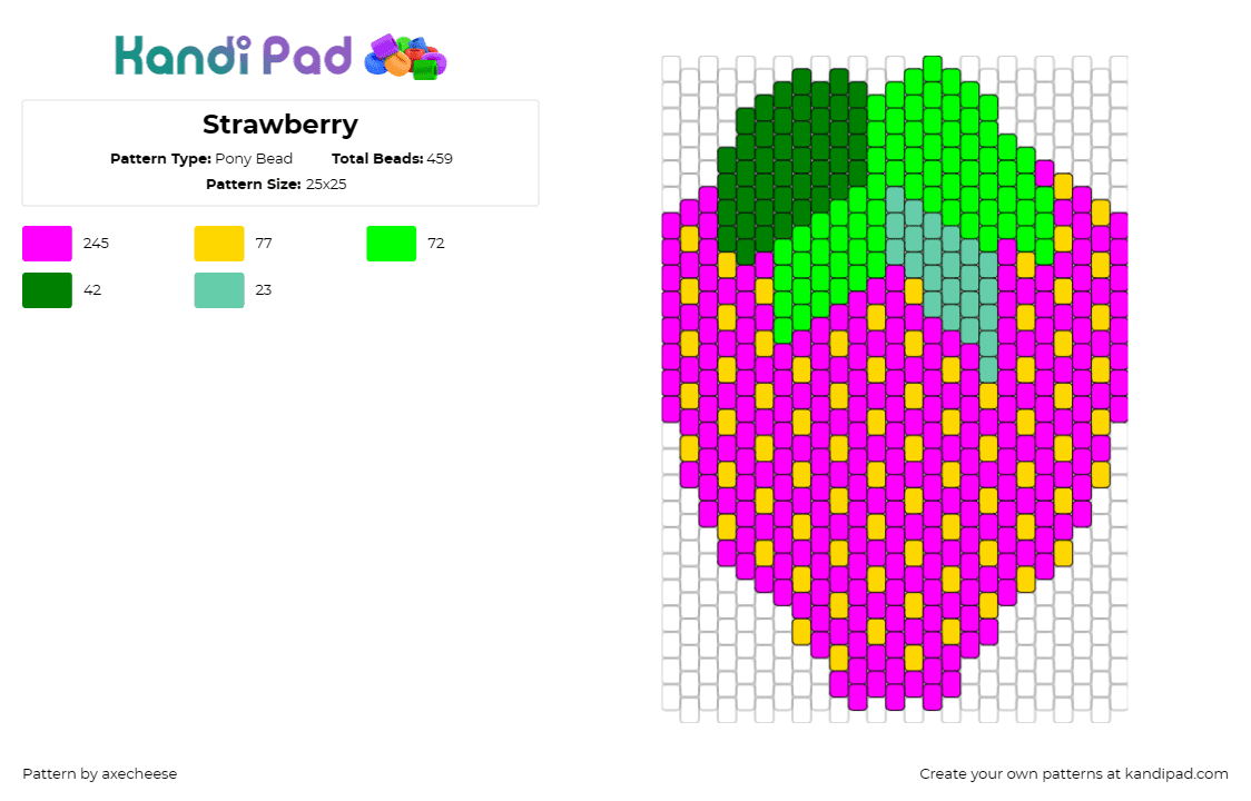 Strawberry - Pony Bead Pattern by axecheese on Kandi Pad - strawberry,fruit,food,purple,green