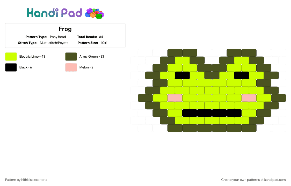 Frog - Pony Bead Pattern by hithisisalexandria on Kandi Pad - tan, yellow