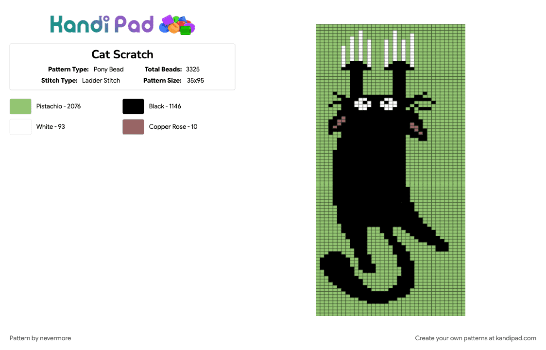 Cat Scratch - Pony Bead Pattern by nevermore on Kandi Pad - green