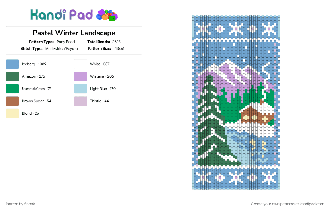 Pastel Winter Landscape - Pony Bead Pattern by finoak on Kandi Pad - light blue