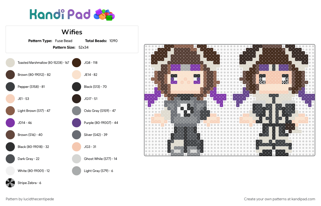 Wifies - Fuse Bead Pattern by lucidthecentipede on Kandi Pad - beige, brown