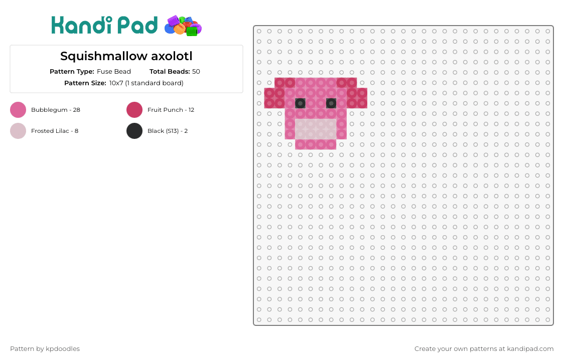 Squishmallow axolotl - Fuse Bead Pattern by kpdoodles on Kandi Pad - axolotl,squishmallow,cute,pink