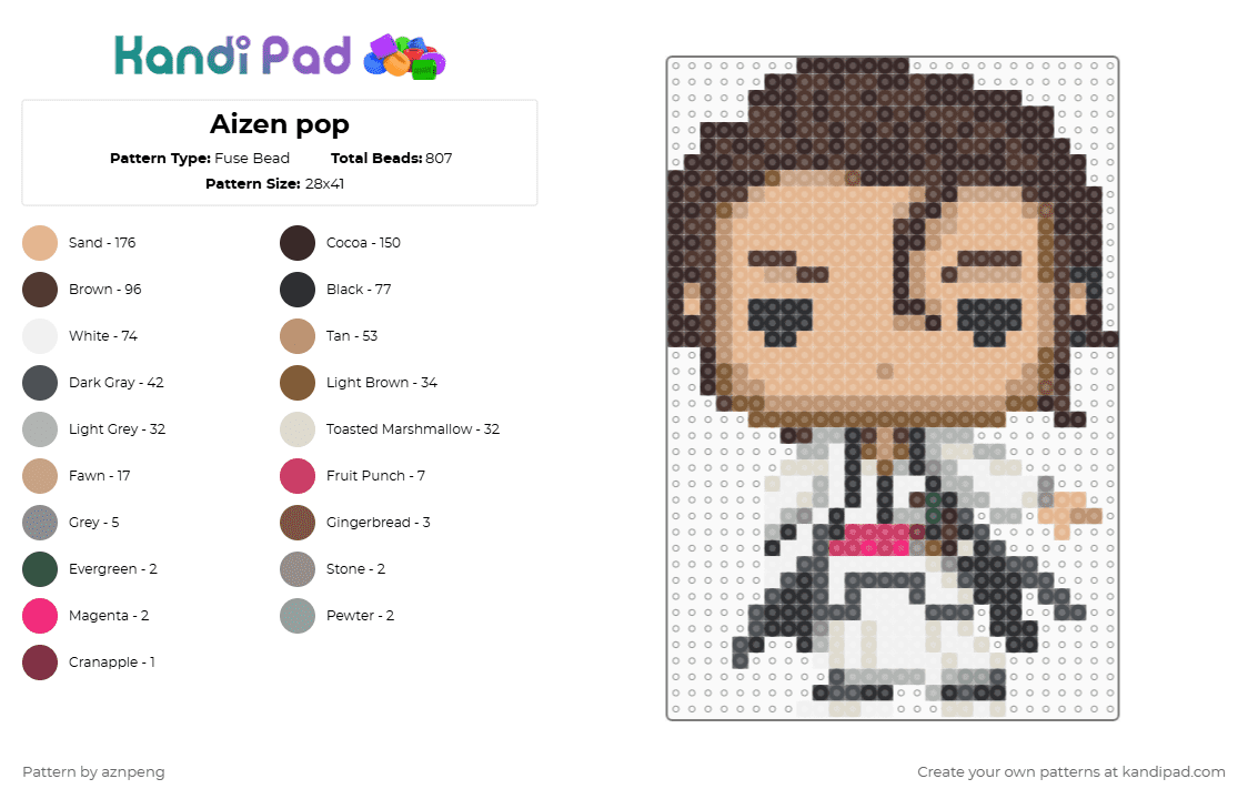 Aizen pop - Fuse Bead Pattern by aznpeng on Kandi Pad - brown,beige