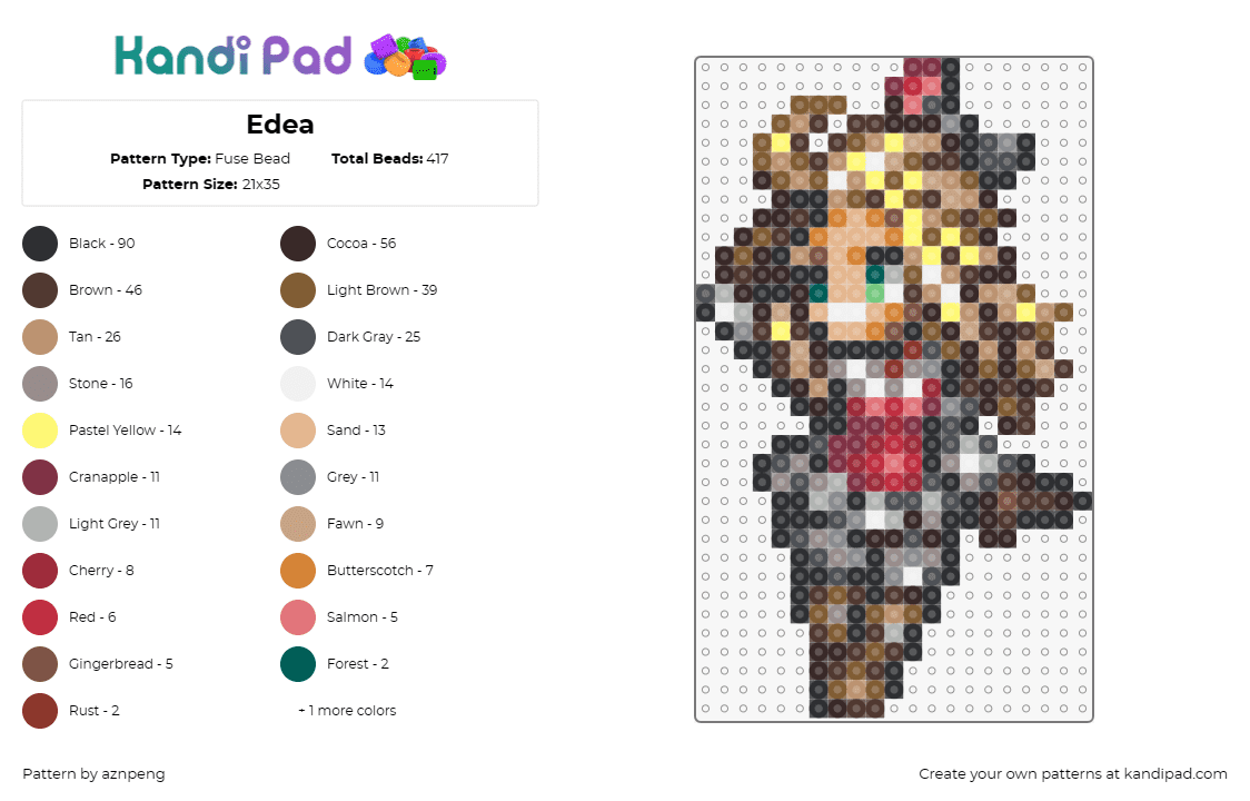 Edea - Fuse Bead Pattern by aznpeng on Kandi Pad - edea lee,braveley default,final fantasy,character,video game,blonde,gray