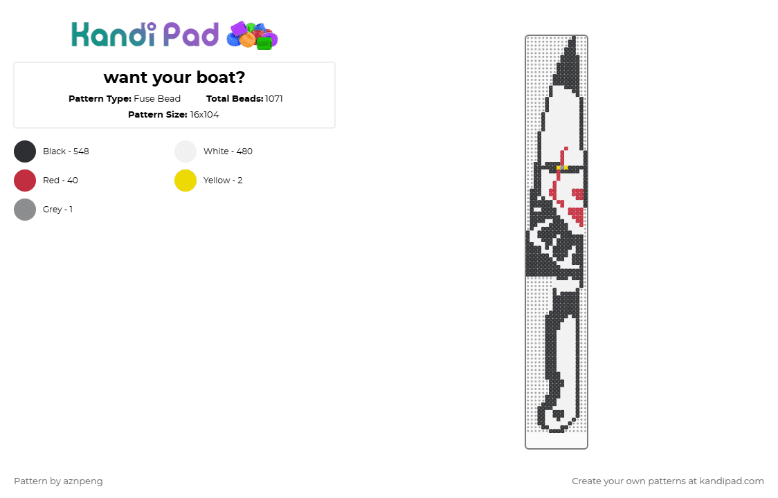 want your boat? - Fuse Bead Pattern by aznpeng on Kandi Pad - it,knife,horror,stephen king,halloween,spooky,black,white,red