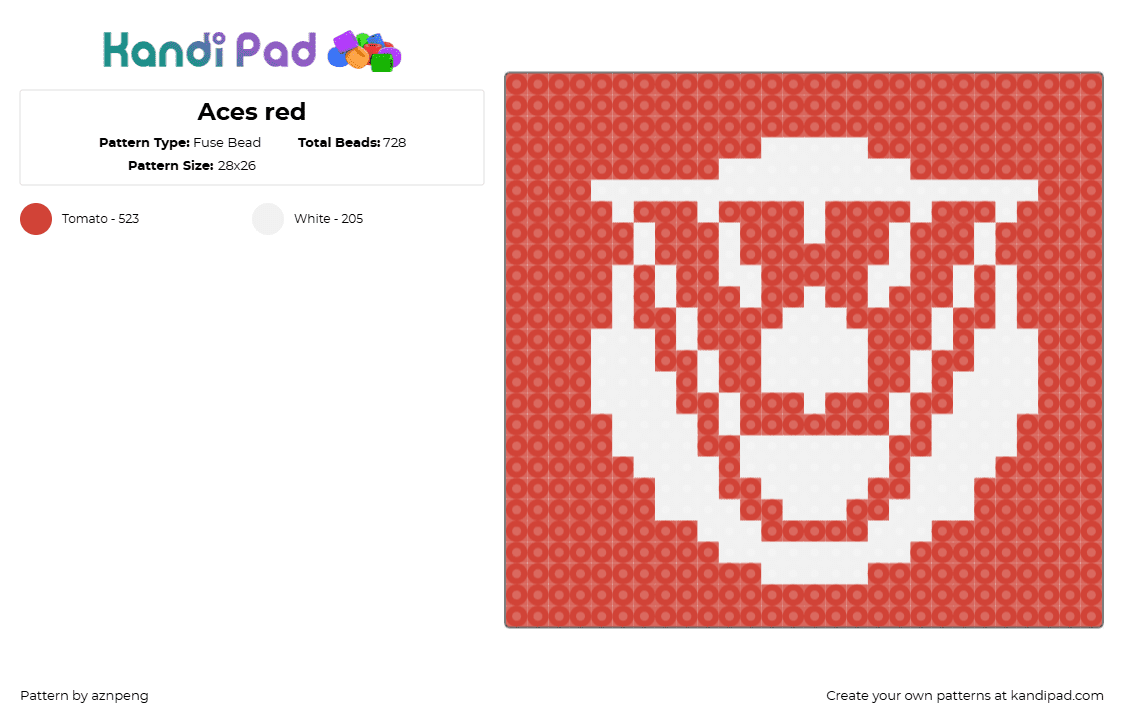 Aces red - Fuse Bead Pattern by aznpeng on Kandi Pad - aces,logo,panel,red,white