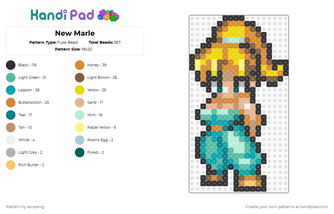 New Marle - Fuse Bead Pattern by aznpeng on Kandi Pad - orange,yellow,teal