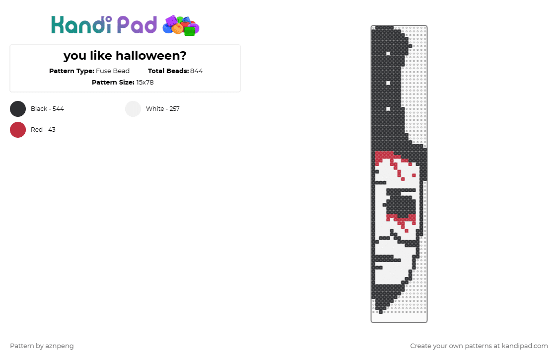 you like halloween? - Fuse Bead Pattern by aznpeng on Kandi Pad - knife,michael myers,halloween,slasher,movie,horror,holiday,spooky,black,white